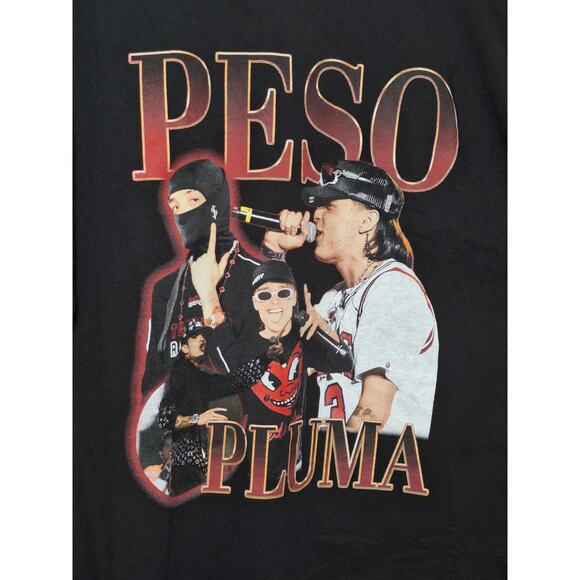 Peso Pluma Graphic T-Shirt Men’s 2XL Black Concert Style Tee Heavyweight Mint - Picture 2 of 6